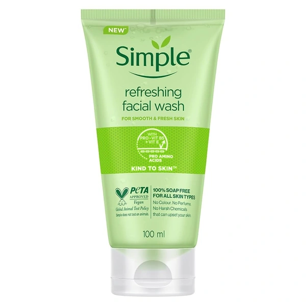Simple Kind To Skin Refreshing Facial Wash 100 ml | 100% Soap-Free Facewash | For All Skin Types - NOV'2026, INDIA