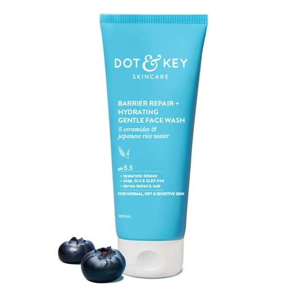 Dot & Key DOT & KEY Barrier Repair + Hydrating Gentle Face Wash With Probiotic|Ceremide Face Wash|Face Wash For Dry Skin,Normal Skin&Sensitive Skin|Gently Cleanses Skin From Dirt&Oil For Unisex,100Ml