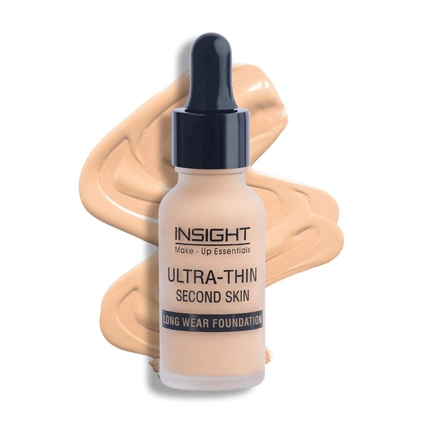 Insight Cosmetics Ultra-Thin Second Skin Long Wear Liquid Foundation | Waterproof Full Coverage Long Lasting | Light Oil Free Face Makeup| 20ml - 01-Golden Honey