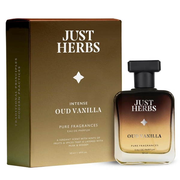 Just Herbs Intense Oud Vanilla EDP Perfume for Men Long Lasting Fragrance - 50 ml