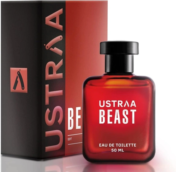 Ustraa Beast EDT Perfume For Men - 50ml - Long-Lasting Masculine Fragrance | Fresh, Citrusy Opening Notes, Woody, Smokey Heart Notes, Leathery Musky Base Notes 