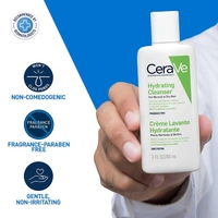 CeraVe Hydrating Cleanser For Normal To Dry Skin - Non-Foaming Face Wash with Hyaluronic Acid And Ceramides | Non-Comedogenic, Non-Irritating And Fragrance-Free Cleanser - 88ML