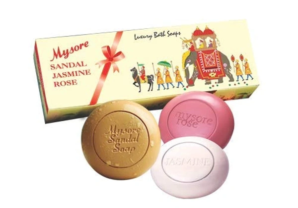 Mysore Sandal, Jasmine And Rose Soap, 450g (Pack Of 3)