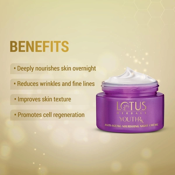Lotus Herbals YouthRx Anti Ageing Nourishing Night Cream for women - 30g