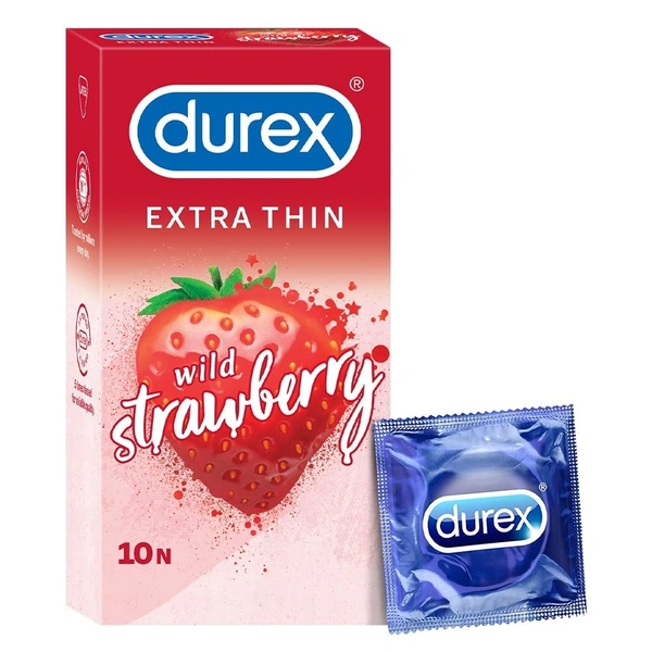 Durex Extra Thin Wild Strawberry Condoms For Men - 10s