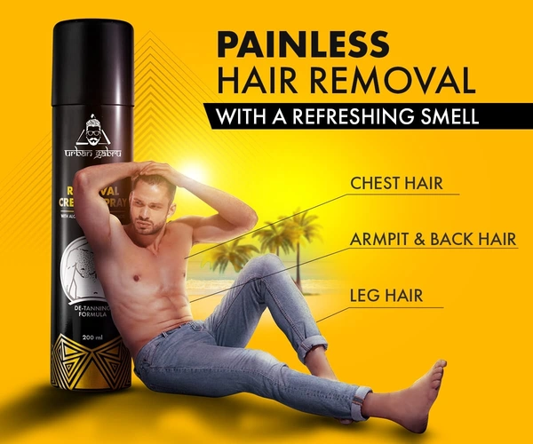 Urbangabru urbangabru Men Hair Removal Cream Spray|Painless Body Hair Removal Spray For Chest, Back, Legs & Under Arms (200 Ml)