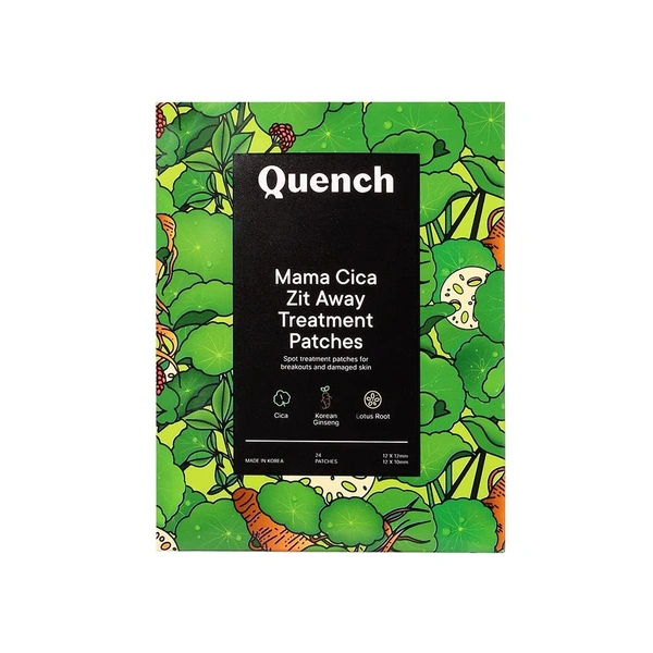 QUENCH Zit Away Treatment Patches with Salicylic Acid, Cica & Witch Hazel| Heals & Conceals Pimples| Shrinks Pimples Overnight| Acne Patches for Face (Pack of 24)