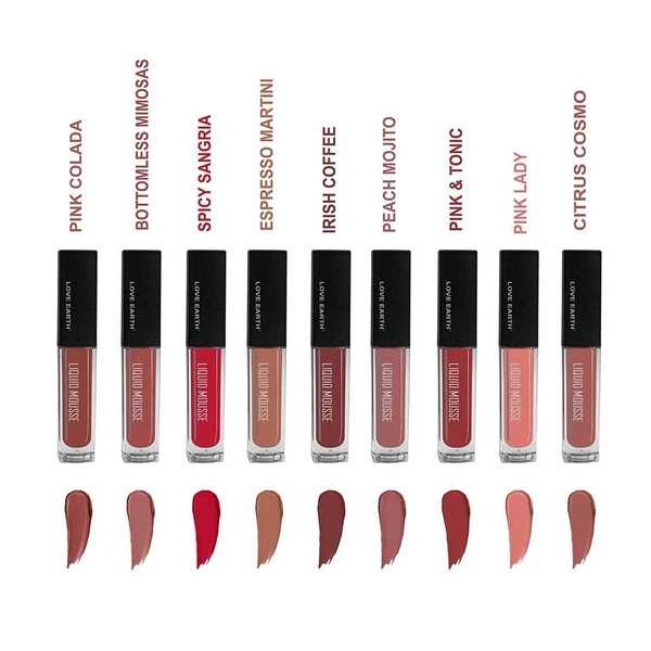 Love Earth LoveEarth Liquid Matte Lipstick Combo Pack - 9-Piece Set with Waterproof Mousse Jojoba Oil, and Vitamin E - Smudge-Proof & Transferproof Mini Liquid Lipstick Long-Lasting Lip Makeup Gift Set for Women - INDIA