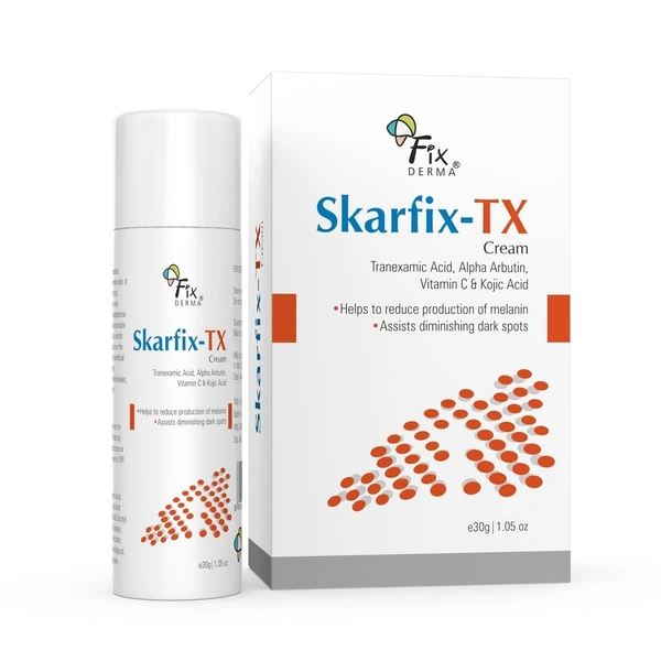 Fixderma 10% Tranexamic Acid + 2% Kojic Acid + 1% Arbutin SKARFIX -TX Face Cream | Pigmentation Removal Cream | Uneven Skin Tone, Reduces Dark Spots and Blemishes - 15g