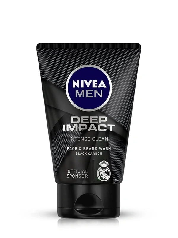 NIVEA MEN Deep Impact Face Wash 100g | With Black Carbon | Intense Clean, For Beard & Face | Removes Oil and Impurities 