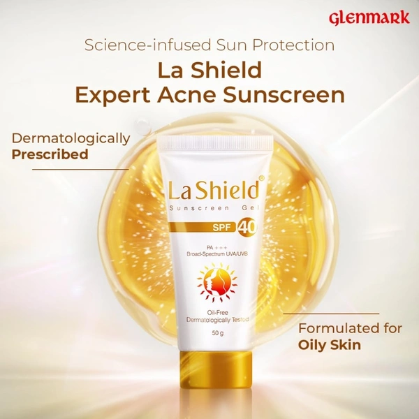 La Shield SPF 40 PA+++ Mineral Sunscreen Gel | Superior Matte Finish | Oil-free | Lightweight | No white cast | For Acne Prone, Oily or sensitive skin |Dermatologist Prescribed | 50g  - Jan'2026