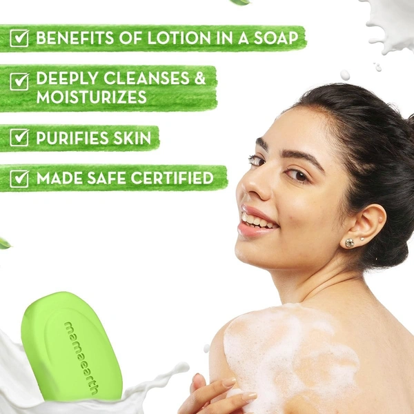 Mamaearth Neem Moisturizing Lotion Soap with Neem & Tea Tree for Skin Purification (Value Pack Of 4)-125 gX4 Units For Skin Protection|Soothes Inflammation|Deeply Cleanses
