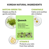 QUENCH Bubble Sheet Mask with Matcha Green Tea|Korean Face Mask for Glowing Skin| Deep Cleanses & Purifies Skin| Made in Korea| For All Skin Types (Pack of 1, 21ml)