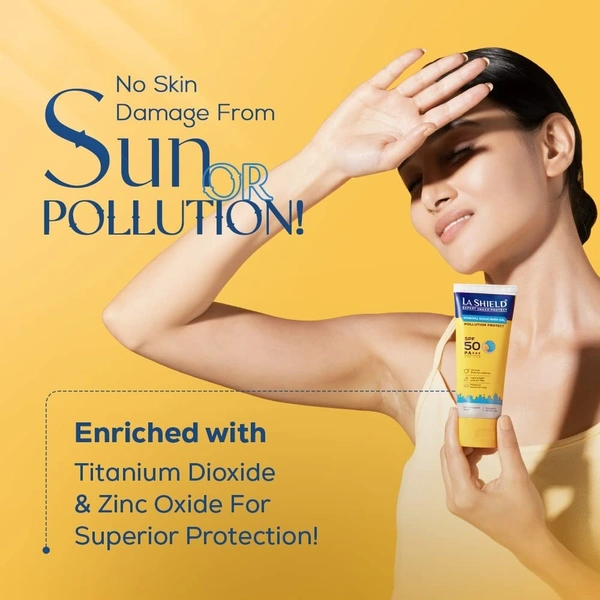 La Shield Pollution Protect SPF 50 Mineral Sunscreen Gel | PA+++ | Lightweight & Oil free | Moisture boost formula | Water resistant| All Skin types |Dermatologist Tested | 50g  - Jun'2025
