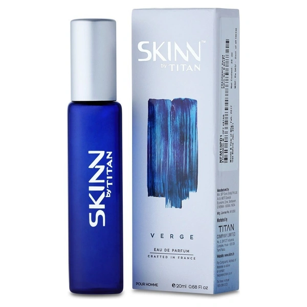 Skinn by Titan, Verge Long Lasting EDP for Men - 20 mL | Perfume for Men | Eau De Parfum for Men | Men's cologne | Premium Fragrance | Grooming Essentials