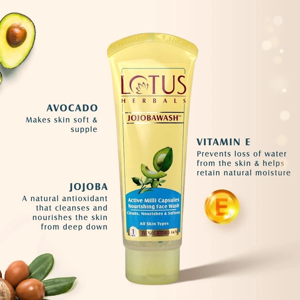 Lotus Herbals Jojobawash Active Milli Capsules Nourishing Face Wash | For All Skin Types | 120ml