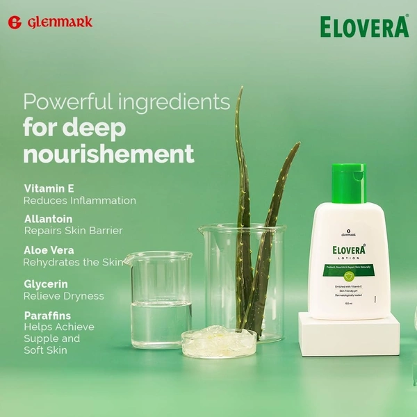 Elovera Lotion with Aloe Vera & Vitamin E, Intense Moisturising Formula, Hydrates, Lightens Blemishes and Makes Skin Soft and Healthy, Non-Greasy, 150 ml - INDIA