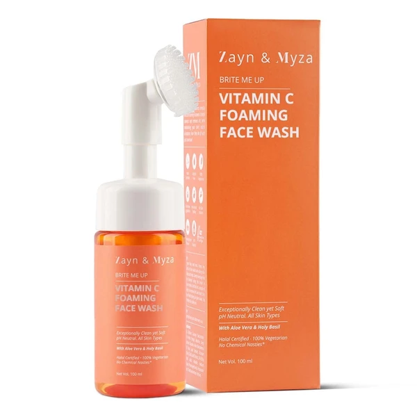 ZM Zayn & Myza ZM Vitamin C Foaming Face wash | For glowing skin | Exfoliator Brush for Deep Cleansing | Brightening Face wash for men & women | All skin types - 100 ml