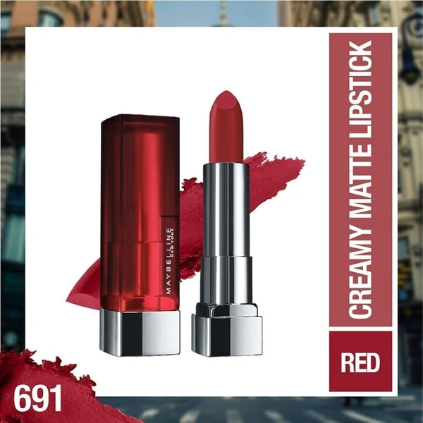 Maybelline New York Matte Lipstick, Intense Colour, Keeps Lips Moisturised, Color Sensational Creamy Matte Lipstick, 3.9g - 691 Rich Ruby