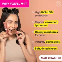 Dot & Key Ceramide & Peptide Barrier Repair Lip Balm Spf 50, Pa+++|Warm Nude, Normal Skin Type|Uva/Uvb Lip Protection|Soft Tinted Lip Moisturizer|Boosts Collagen & Instantly Plumps Lip|Lip Balm|10Gm