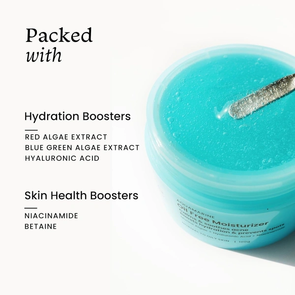 Foxtale Oil-Free Gel Moisturizer for Face | Hyaluronic Acid, Niacinamide, Betaine, Marine Algae| Boosts Hydration, Brightens Skin, Soothes Acne| Lightweight for Oily, Acne-Prone Skin |Men & Women-100g
