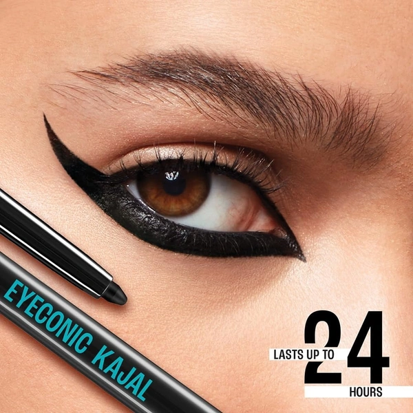 LAKME Eyeconic Black Kajal 0.35 g (Combo Pack of 2) Matte Kohl Liner in a Twist Up Pencil - Waterproof, Smudge Proof & Long Lasting Eye Makeup - JUN'2026, INDIA