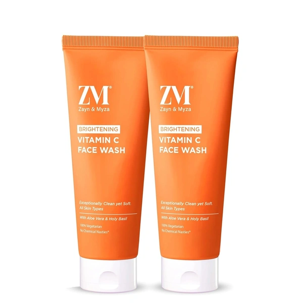 ZM Zayn & Myza Vitamin C Tube Face Wash with Aloe Vera & Holy Basil For Exceptionally Clean & Brighter Looking Skin, No Chemical Nasties, All Skin Types (Pack of 2)