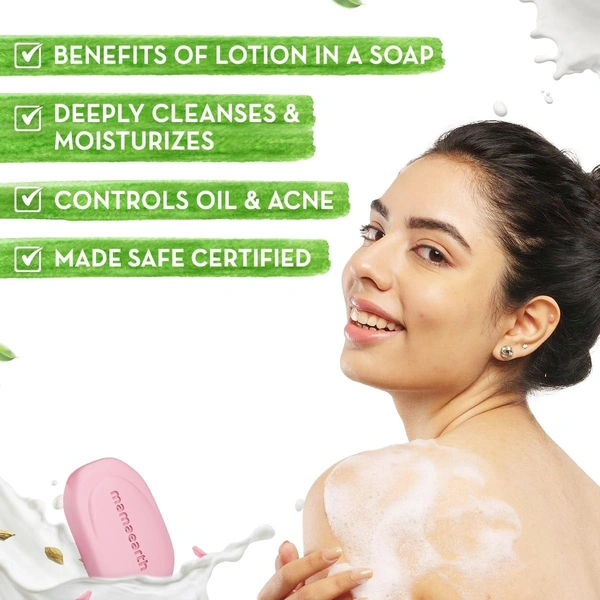 Mamaearth Multani Mitti Moisturizing Lotion Soap with Multani Mitti & Rose for Oil Control & Acne 125g (Pack of 4) | Benefits of Lotion in a Soap | Deeply Cleanses & Moisturizes 