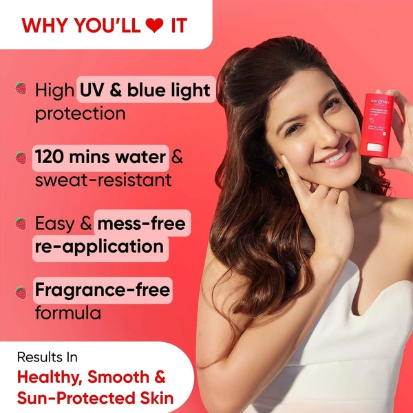 Dot & Key Strawberry Dew Spf 50 Sunscreen Stick On-The-Go Spf 50 Pa+++, Broad Spectrum, Uva/Uvb Rays Protection With Hyaluronic & Ceramide Normal Skin Type For Hydration & Skin Barrier, Mess Free, 20G