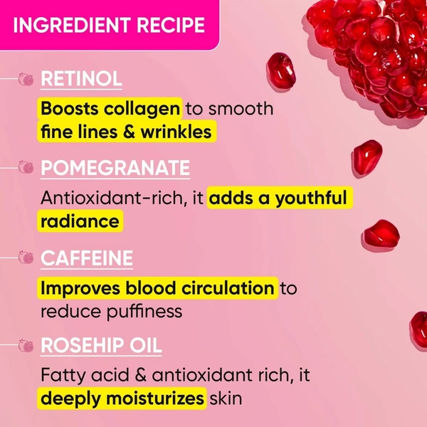 Dot & Key Pomegranate Retinol + Caffeine Eye Cream | Smoothens Fine Line & Wrinkles | Fades Dark Circles | Locks Moisturizer to Prevent Dryness | Improves Skin Elacticity & Firmness | 20ml