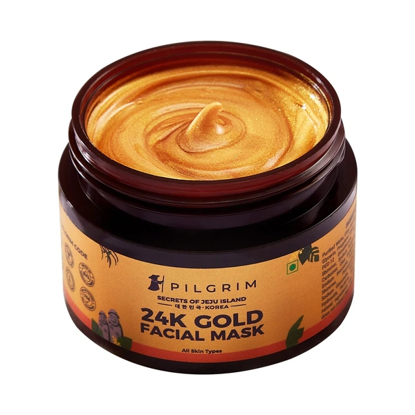 Pilgrim 24K Gold face mask for glowing skin | 24K Gold face pack for glowing skin, skin hydrating, boosts collagen and restoring skin radiance | For All Skin Types | For Men & Women | 50gm 