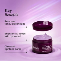 Foxtale De-tan Face Pack, Clay Mask with Lactic Acid, Brazilian Purple Clay for Brightening, Cleans Pores, Removes Blackheads, Men & Women, All Skin Types, 75g