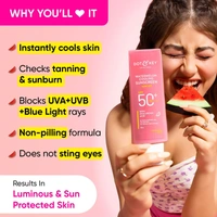 Dot & Key Watermelon Hyaluronic Cooling Sunscreen SPF 50 PA+++| for Oily, Normal & Combination Skin | UV + Blue Light Protection | Lightweight | No White Cast | Boosts Vitamin D Absorption | 50g