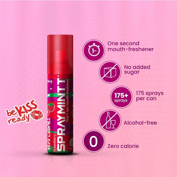 Spraymintt Mouth Freshener | 175+ sprays of instant long lasting with Zero Calories Freshness | Brezeberry flavour | 15g