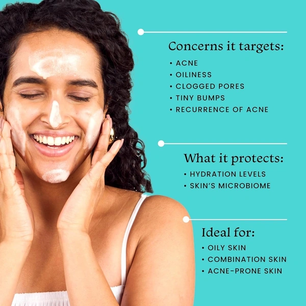 Foxtale 2% Salicylic Acid Face Wash for Oily & Acne Prone Skin with Niacinamide, Hyaluronic Acid | Anti Acne Cleanser for Oil Control | Reduces Pimples and Breakouts | Men & Women- 100 ml