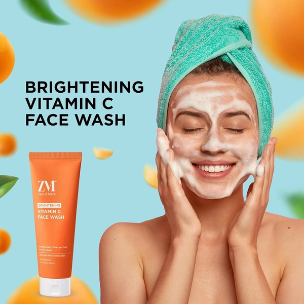 ZM Zayn & Myza Vitamin C Tube Face Wash with Aloe Vera & Holy Basil For Exceptionally Clean & Brighter Looking Skin, No Chemical Nasties, All Skin Types (Pack of 2)