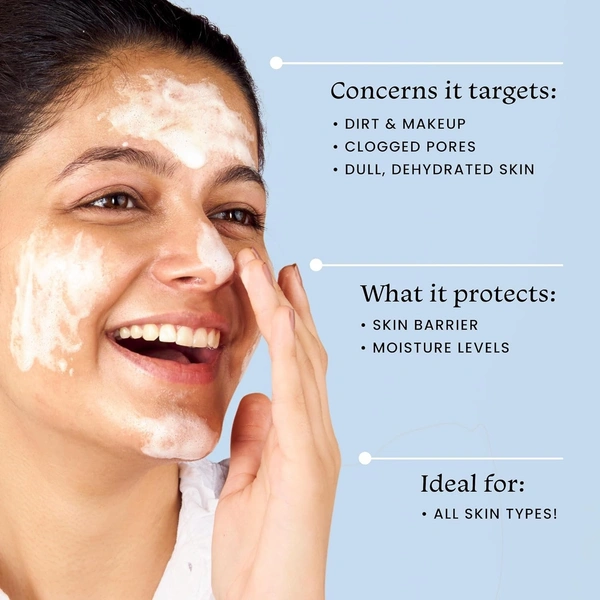 Foxtale Hydrating Face Wash with Hyaluronic Acid, Vitamin B5 for Women, Men | Pore Cleansing | Dirt Control | Makeup Remover | Cleanser For All Skin Types - 100 ml