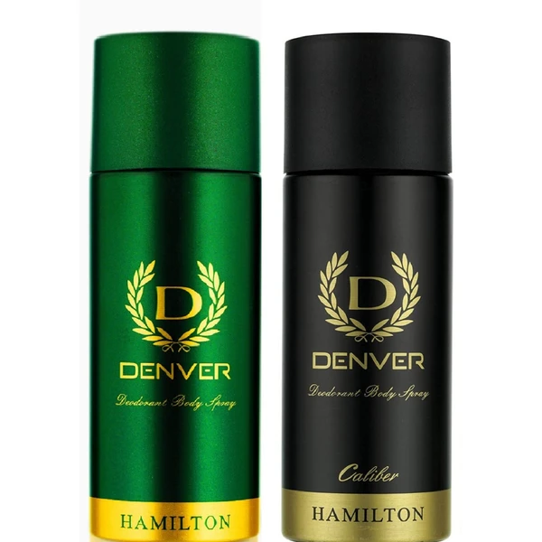 DENVER Hamilton Deodorant(165ML) + Caliber Deodorant (165ML) - Combo Pack 2 For Men | Long Lasting Deo for Men