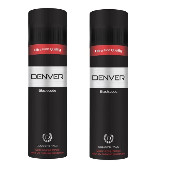 DENVER Black Code Talcum Powder 300GM Each - (Pack of 2) | Scented Talc for Men