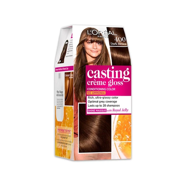 L'oreal Paris Casting Creme Gloss Hair Color , 87.5g+72ml-Dark Brown 400