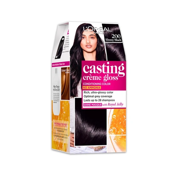 L'oreal Paris L'Oreal Paris Casting Creme Gloss Hair Color , 87.5g+72ml-Ebony Black 200