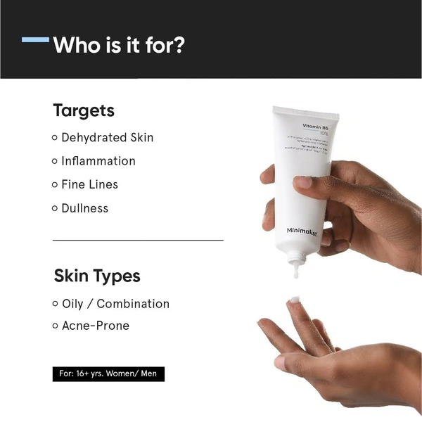 Minimalist 10% Vitamin B5 Gel Face Moisturizer For Oily & Acne Prone Skin | Oil-free | Fast Absorbing Lightweight Winter Cream For Women & Men | Non sticky | Fragrance Free