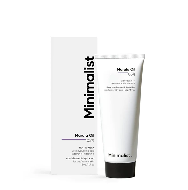 Minimalist Marula Oil 5% Face Moisturizer For Dry Skin With Hyaluronic Acid For Deep Nourishment & Hydration, For Men & Women