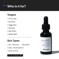 Minimalist Retinol 0.6% Mid-Strength Anti Aging Face Serum For Unisex, Reduces Fine Lines & Wrinkles, Medium Strength Retinol Formula