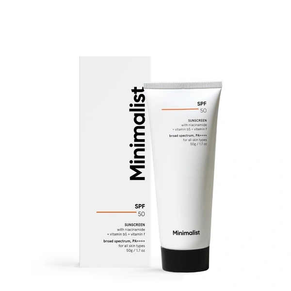 Minimalist Sunscreen SPF 50 PA++++ | Clinically Tested in US (In-Vivo) | Lightweight with Multi-Vitamins | No White Cast | Broad Spectrum Niacinamide Sunscreen For Oily Skin, Dry Skin | For Women & Men | 50g