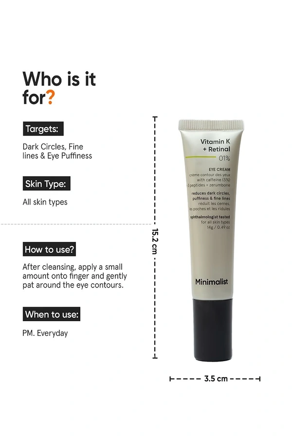 Minimalist Vitamin K + Retinal 01% Eye Cream