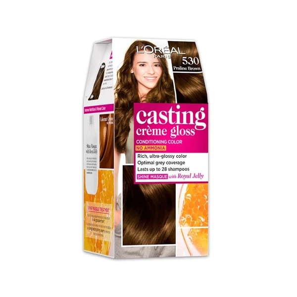 L'oreal Paris L'Oreal Paris Casting Creme Gloss Hair Color , 87.5g+72ml-Praline Brown 530