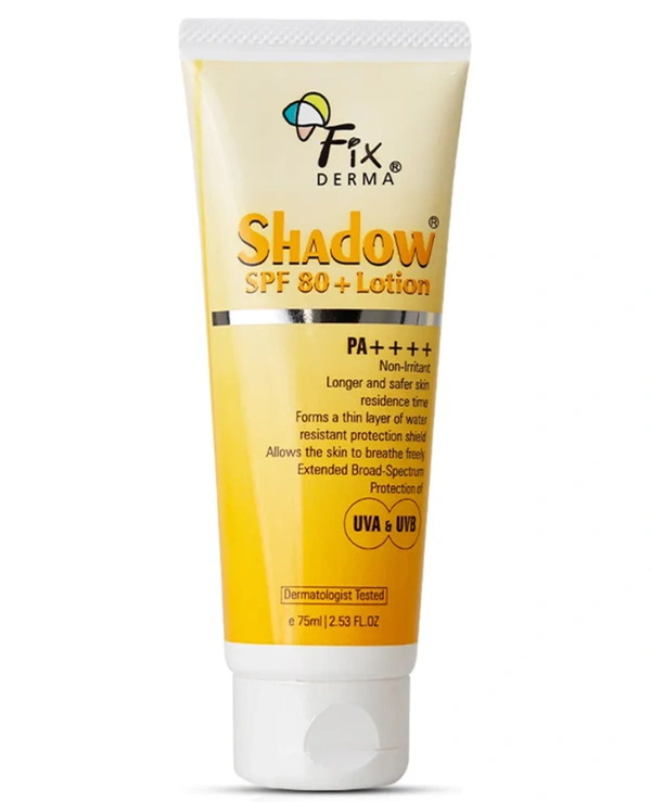 Fixderma 0.5% Vitamin E, Shadow Sunscreen Lotion SPF 80+ | Protection Against UVA And UVB Rays - 75ml