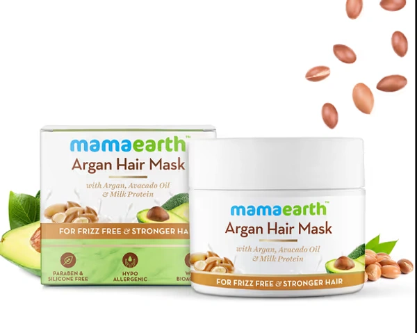 Mamaearth Argan Hair Mask with Argan, Avocado Oil, and Milk Protein for Frizz-free and Stronger Hair-200ml