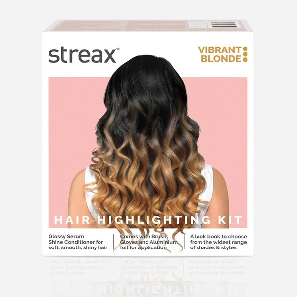 STREAX Streax Hair Colour Highlight Kit | Blonde Hair Colour, Vibrant Blonde - Pack of 1 I Enriched with Walnut & Argan Oil I Hair Colour for Women | Rich, vibrant, Easy to use, DIY Application